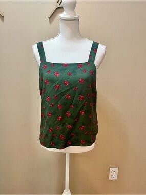 Clockhouse Green With Rose Pattern Open Back Top US Size 8